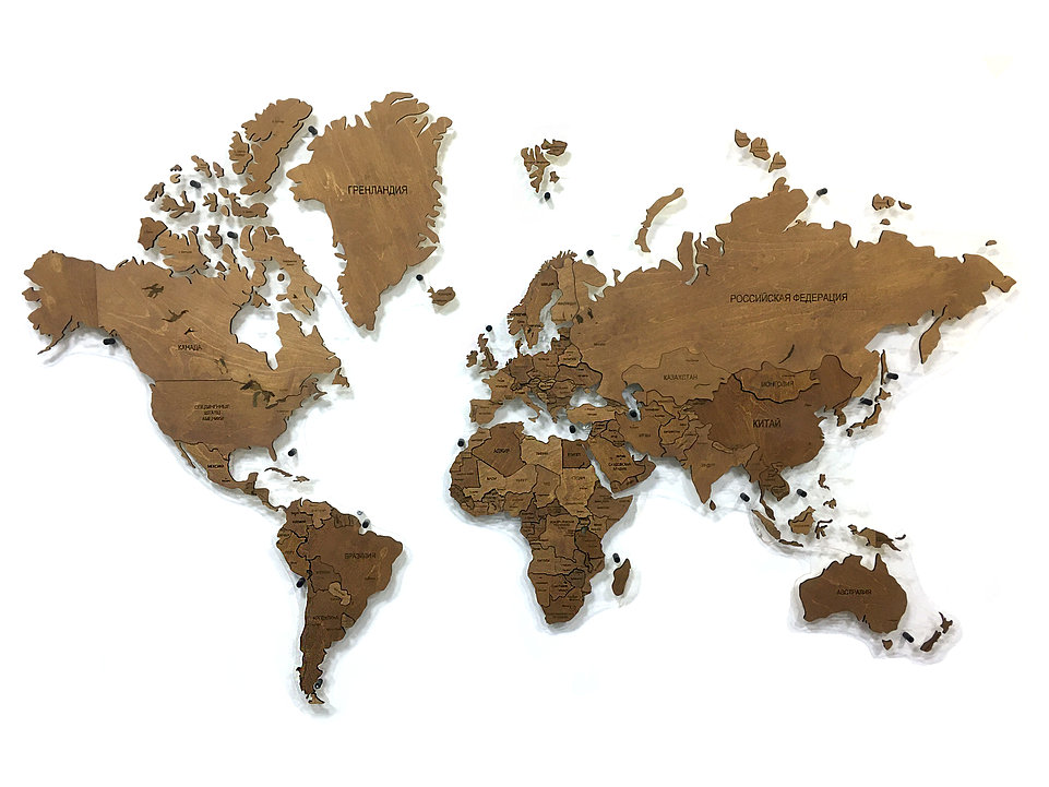 Карта мира многоуровневая (Однотонная)