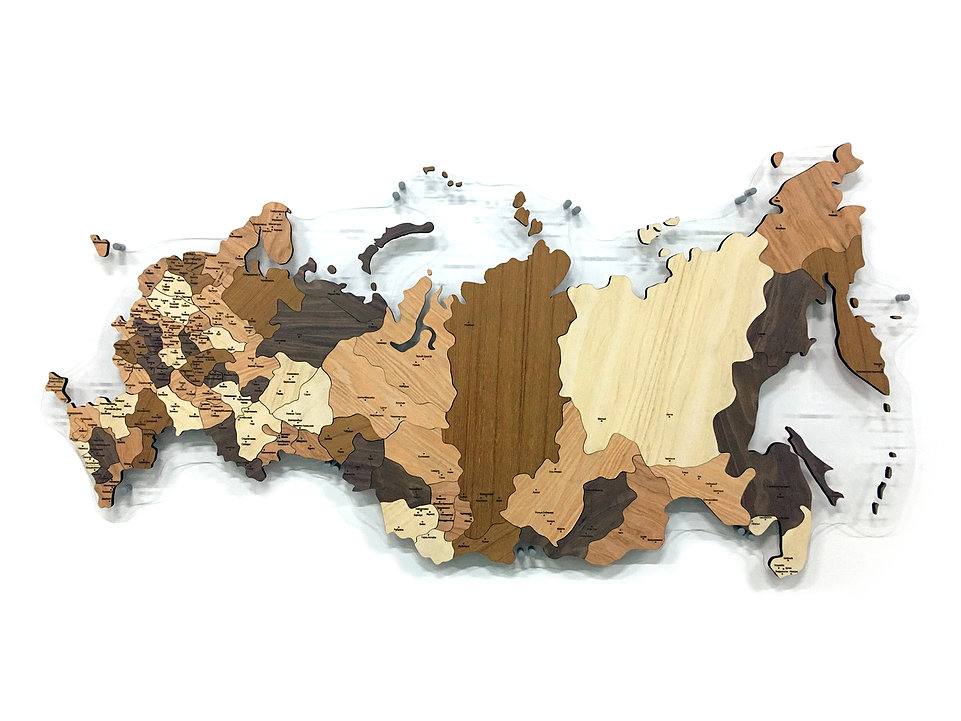 Карта-мозаика России из ценных пород древесины