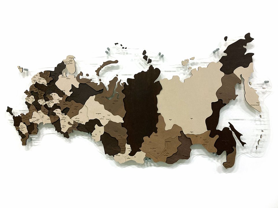 Карта России многоуровневая (Кофейная)